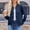 Dark Blue, variant on Hrsba Jackets for Women Trendy, Everyday Jacket Women Solid Color Crew Neck Sweatshirt Jacket Long Sleeve with Side Pockets Buttons Casual Outerwear