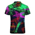 thumbnail image 5 of Neo Pop Art Blacklight Glow in The Dark Men Zipper T-shirt Summer Casual Short Sleeve T-shirt Top, 5 of 7
