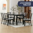thumbnail image 6 of ZAFLY Solid Wood Dining Table Set, Rectangle Kitchen Table and Chairs for 6 Persons, Classic Dining Set with Linen Cushion Chairs for Dining Room - Grey, 6 of 6