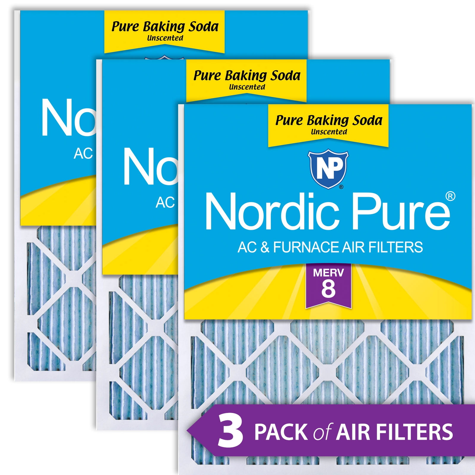 Nordic Pure 20x25x1 (19_1/2x24_1/2) Pure Baking Soda Odor Deodorizing