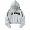 thumbnail image 1 of Sudadera con capucha recortada para mujer, sudadera con capucha, sudadera con capucha corta gris claro a la moda, sudadera con cordón para viajes, ent M, 1 of 8