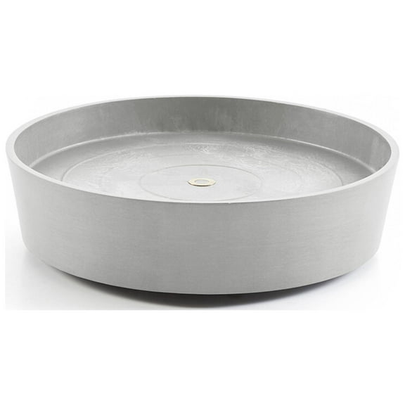 Ecopots Recycled Plastic Round Flower Pot Planter Saucer with Wheels, White Grey, 13.5"