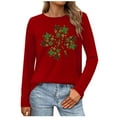 thumbnail image 5 of Craaazy St Patricks Day Shirts Women's Long Sleeve Round Neck Shamrock Tops Gifts, 5 of 5