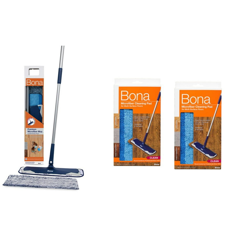 Bona Microfiber Floor Mop + Bona Microfiber Cleaning Pad 2 Pack