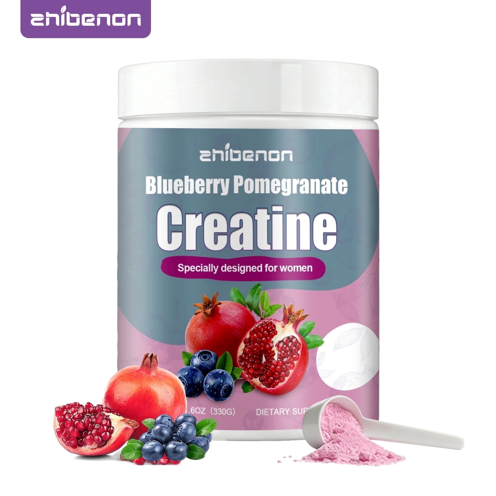 zhibenon Women’s Creatine Powder – Blueberry Pomegranate Flavor, 330g, Dietary Supplement