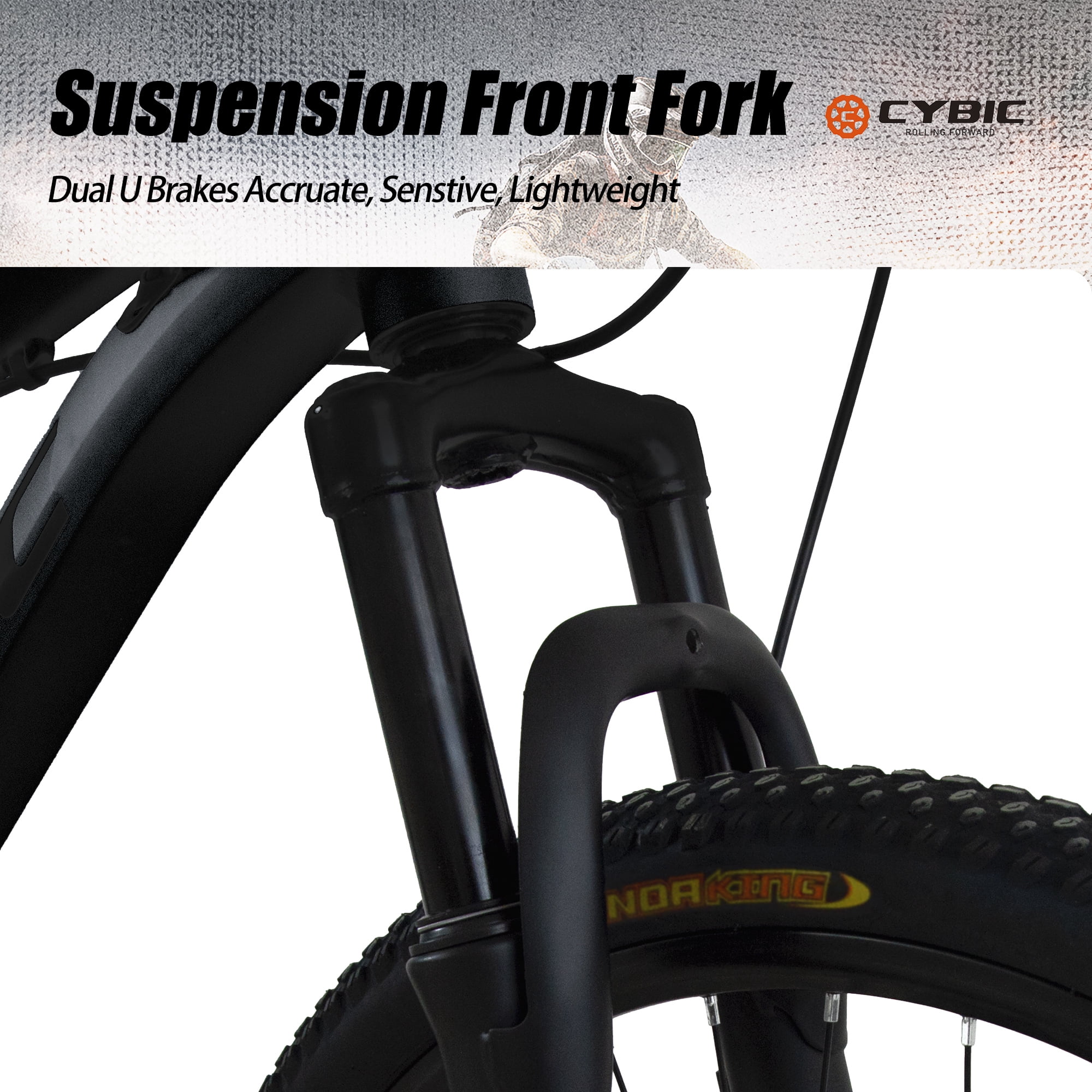 Cybic Mountain Bike 26 inch, 21-Speed Adult MTB with Aluminum Frame, Front Suspension and Disc Brakes bicycle, for Men & Women