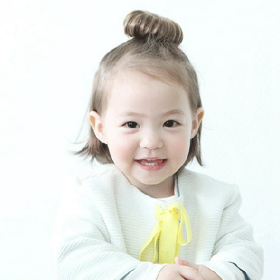 dianhelloya Kids Girls Hair Bun Extension Wig Hairpiece Wavy Curly Messy Donut Chignons Natural Black