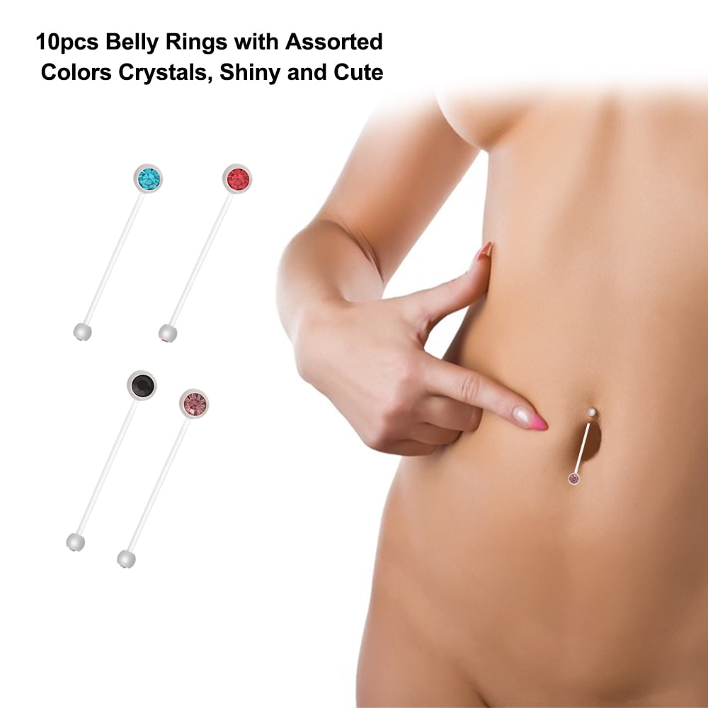 10pcs acrylique transparent Bend Hoop Anneau Barre Sourcil Nombril Belly Body Piercing 18 g 