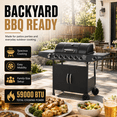 thumbnail image 2 of 6-Burner Propane Gas Grill with Side Burner, 59000 BTU Outdoor BBQ Grill with Porcelain-Enameled Grates, Warming Rack, Side Tables, Bottle Opener, Thermometer and Wheels for Patio Backyard Cooking, 2 of 9
