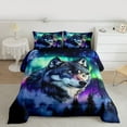 thumbnail image 2 of Homewish Animal Wolf Bedding Comforter Set 2pcs for Teens Boys Girls,Abstract Gradient Aurora Twin Comforter Sets Microfiber,Jungle Wildlife Breathable Bedding Set,Breathable Home Decor,Reversible, 2 of 8