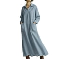thumbnail image 2 of BRGZLK Womens 2026 Long Sleeve Maxi Dress Casual Collared V Neck Loose T Shirt Dresses Flowy Tunic Dress with Pockets, 2 of 4