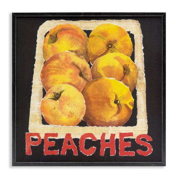 Stupell Industries Collaged Garden Peaches Black Framed Giclee Art, design by Nancy Overton
