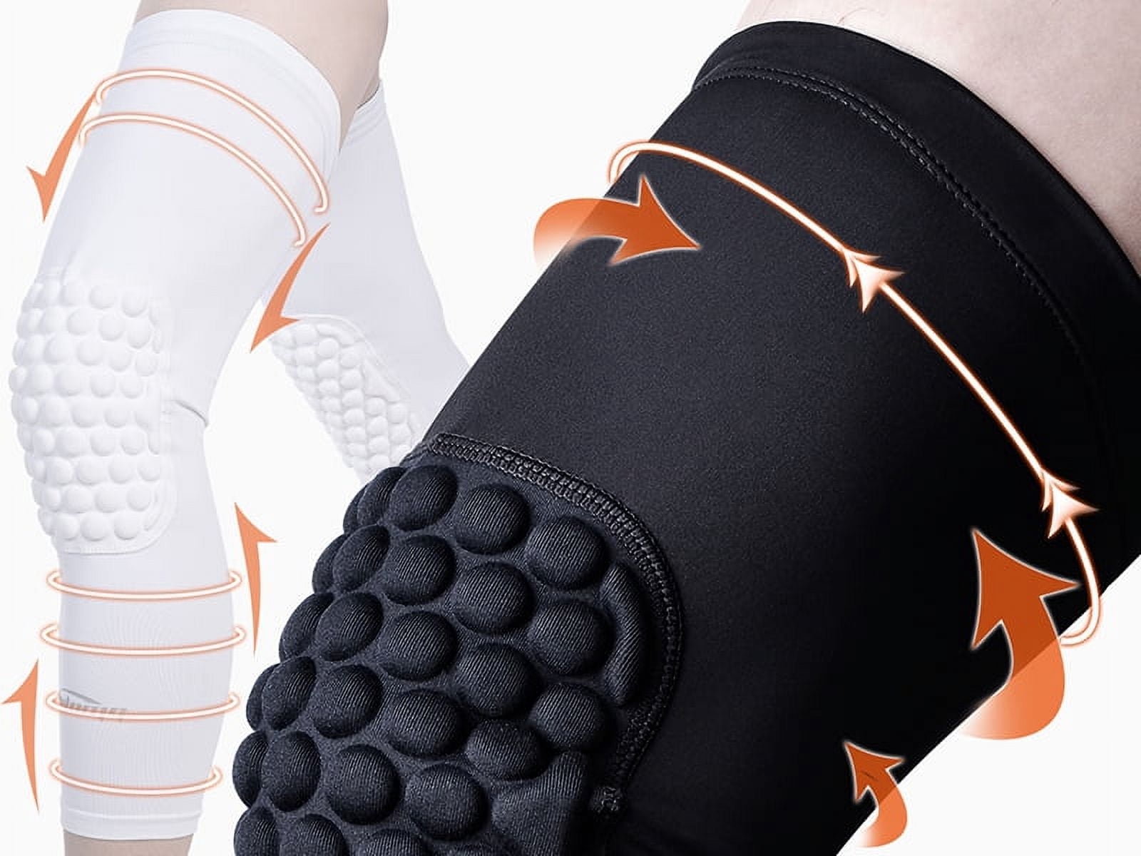 COOLOMG 2 Packs (1 Pair) Kids Adult EVA Pads Crashproof Basketball Leg Knee Long Sleeve Protector Gear Black XL