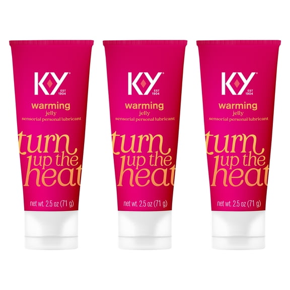 K-Y Warming Jelly Lube, Sensorial Personal Lubricant, Glycol Based Formula, Safe to Use with Latex Condoms, For Men, Women and Couples, 2.5 Oz (Pack of 3)