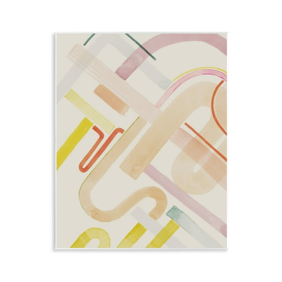 Stupell Industries Curved Forms Collage Abstract Painting Unframed Art Print Wall Art, 11 x 14