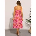 thumbnail image 3 of DARING DIVA Floral Midi Spaghetti Straps Square Neck Dress XS Hot Pink, 3 of 6