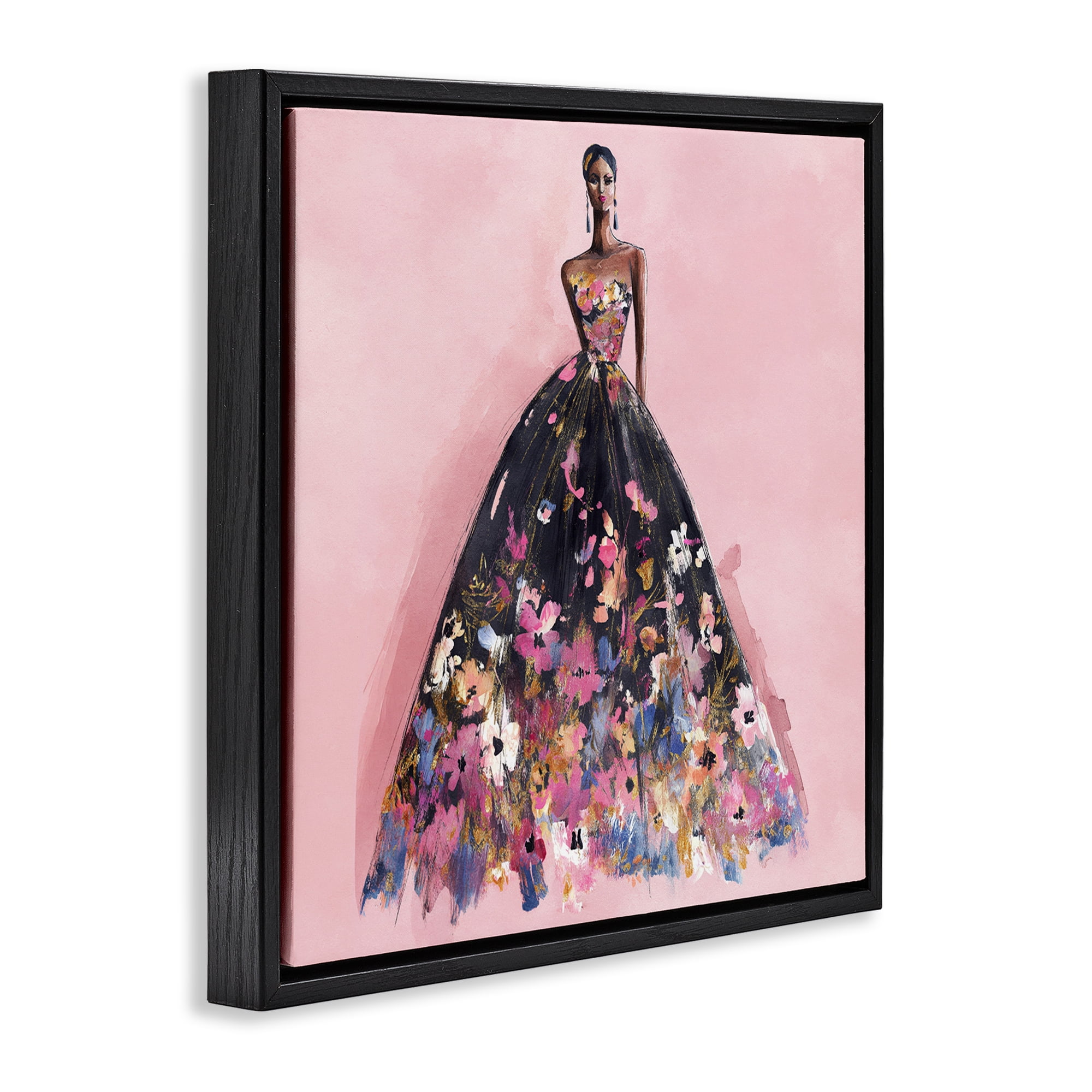 Stupell Industries Floral Reverie Gown Black Framed Floater Canvas Wall Art, design by Svetlana Aleynikova