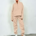 thumbnail image 2 of Oversized Cotton Sweatsuits Tracksuits Two Piece Womens Lounge Outfits 1/2 Zip Sweatshirt Cinch Bottom Sweatpant Sets (XL, Beige), 2 of 7