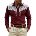 thumbnail image 1 of Camisetas de Navidad de Manga Larga de los Hombres Imprimir de Moda Casual Manga Larga Turndown Collar Blusa para Primavera Invierno Al Aire Libre Diario, 1 of 4