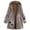 Coffee, variant on Uaswgudfs ​Women's Geometric Print Winter Coat - Mid Length Insulated Faux Fur Hood Multi-Pocket Design