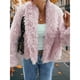 thumbnail image 4 of Abrigo de Piel Sintética para Mujer, Chaqueta de Piel con Solapa Corta, Parka de Larga con Abertura Frontal Rosa L, 4 of 7