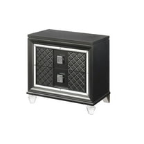 Acme Sawyer 2-Drawer Wooden Nightstand in Metallic Gray