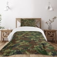 thumbnail image 3 of Ambesonne Green Quilted Bedspread Set 2 Pcs, Grunge Graphic Camouflage, Twin Size, Green Pale Green Brown, 3 of 6