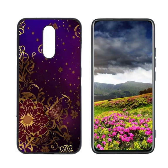 Purplish-Gold-Floral-Dark-Grunge-4 Phone Case, Degined for LG K40 Case Men Women, Flexible Silicone Shockproof Case for LG K40