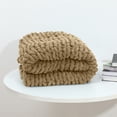 thumbnail image 5 of Comtest Chunky Knit Throw Blanket Soft Warm Chenille Blanket, Khaki, 40" x 40"(Single Sofa), 5 of 7