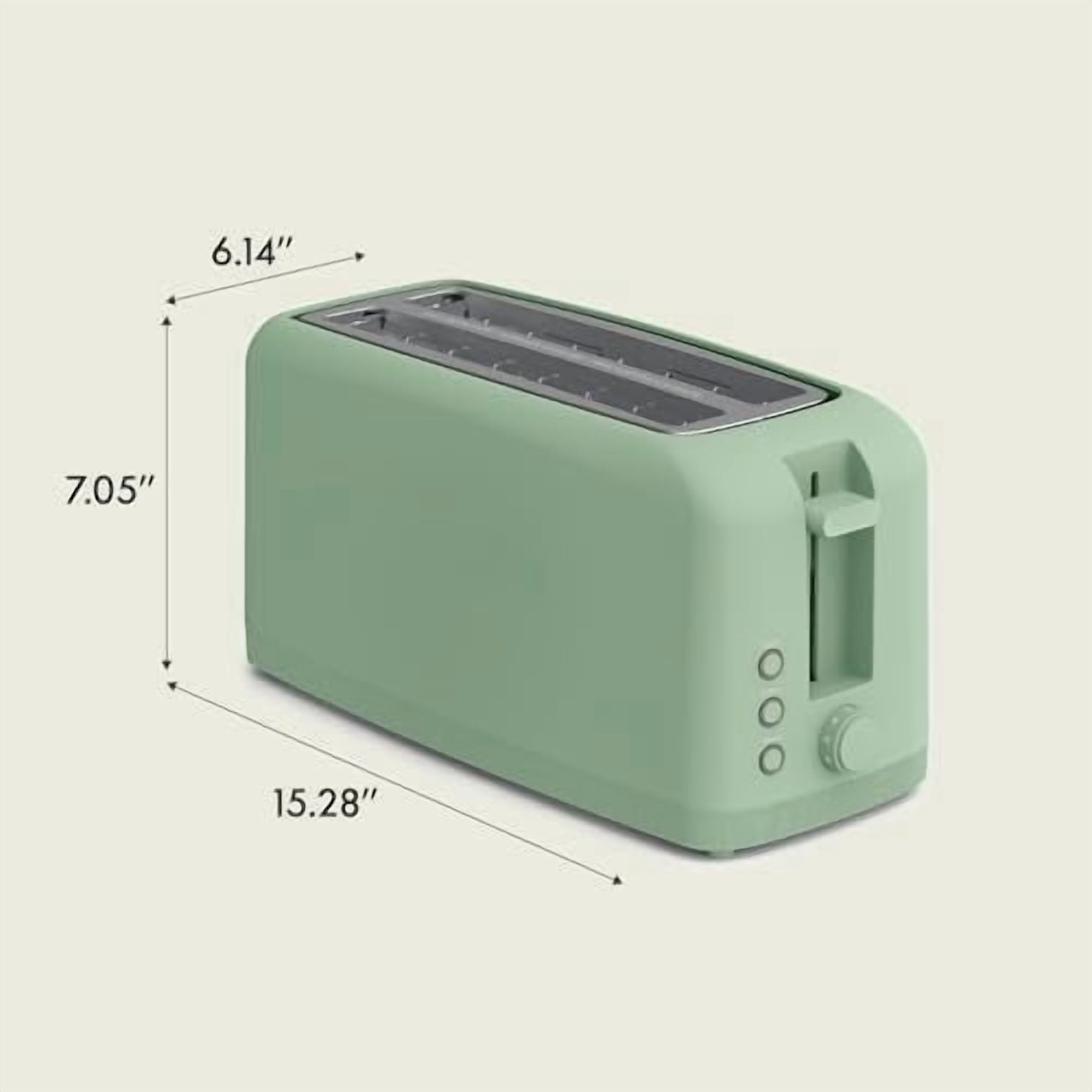 4 Slice Slim Toaster, Fits-anywhere™ Kitchenware, 6 Setting Shade Control with Reheat & Cancel Buttons, Fits Sourdough, 10” Long Slot, Anti Jam & Auto Shutoff, 900 Watt, Seaglass