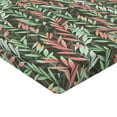 thumbnail image 4 of Ambesonne Jungle Leaves Fitted Sheet, Tropical Forest Leaf, Twin Size, Pastel Pink Mint Green, 4 of 5