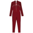 thumbnail image 5 of Runhomal Womens Gymnastics Dance Unitard Long Sleeve Bodysuits Ballet Leotards Skating Catsuit Burgundy L, 5 of 7