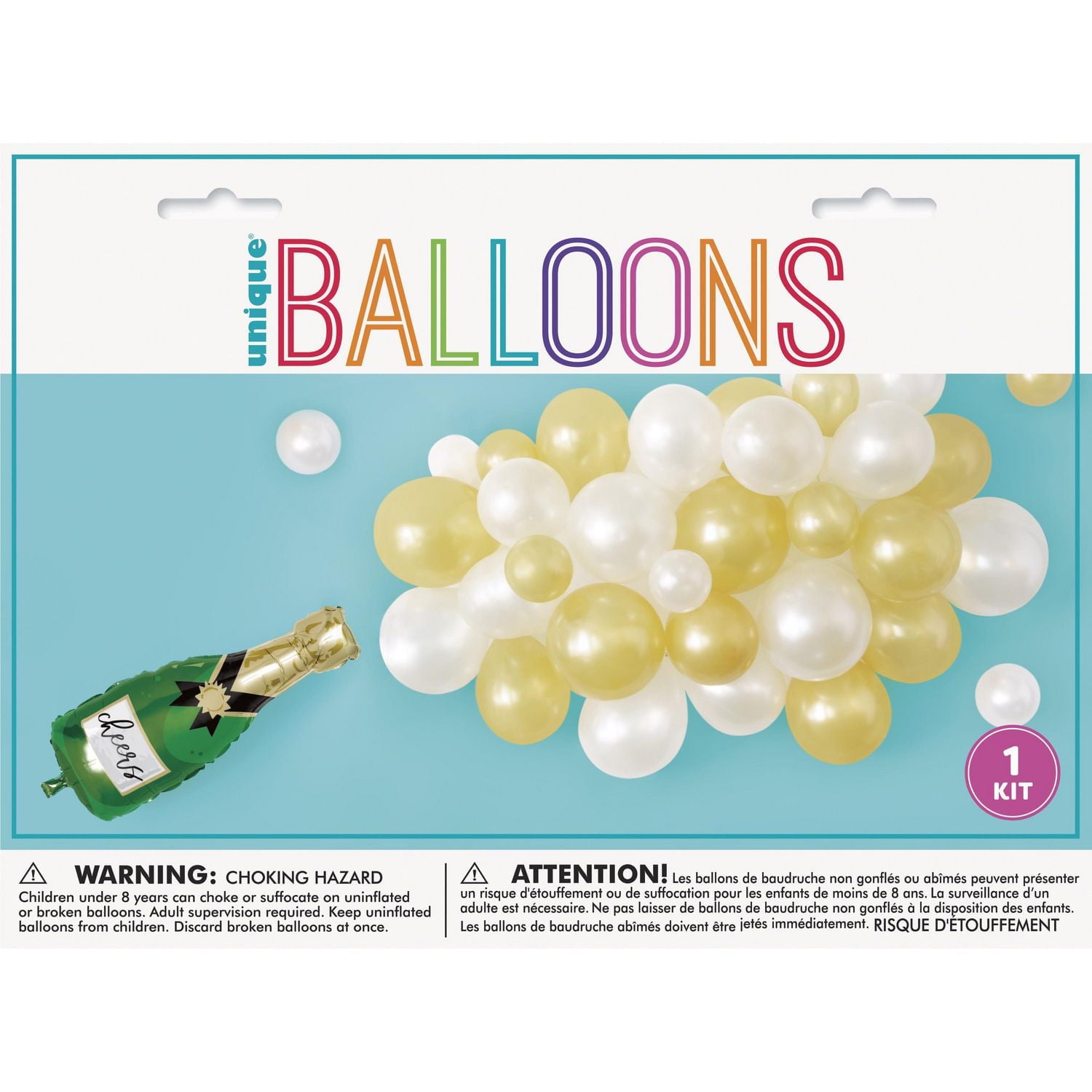 Trousse de bouteille de champagne & cascade de ballons Comprend 41 ballons au total