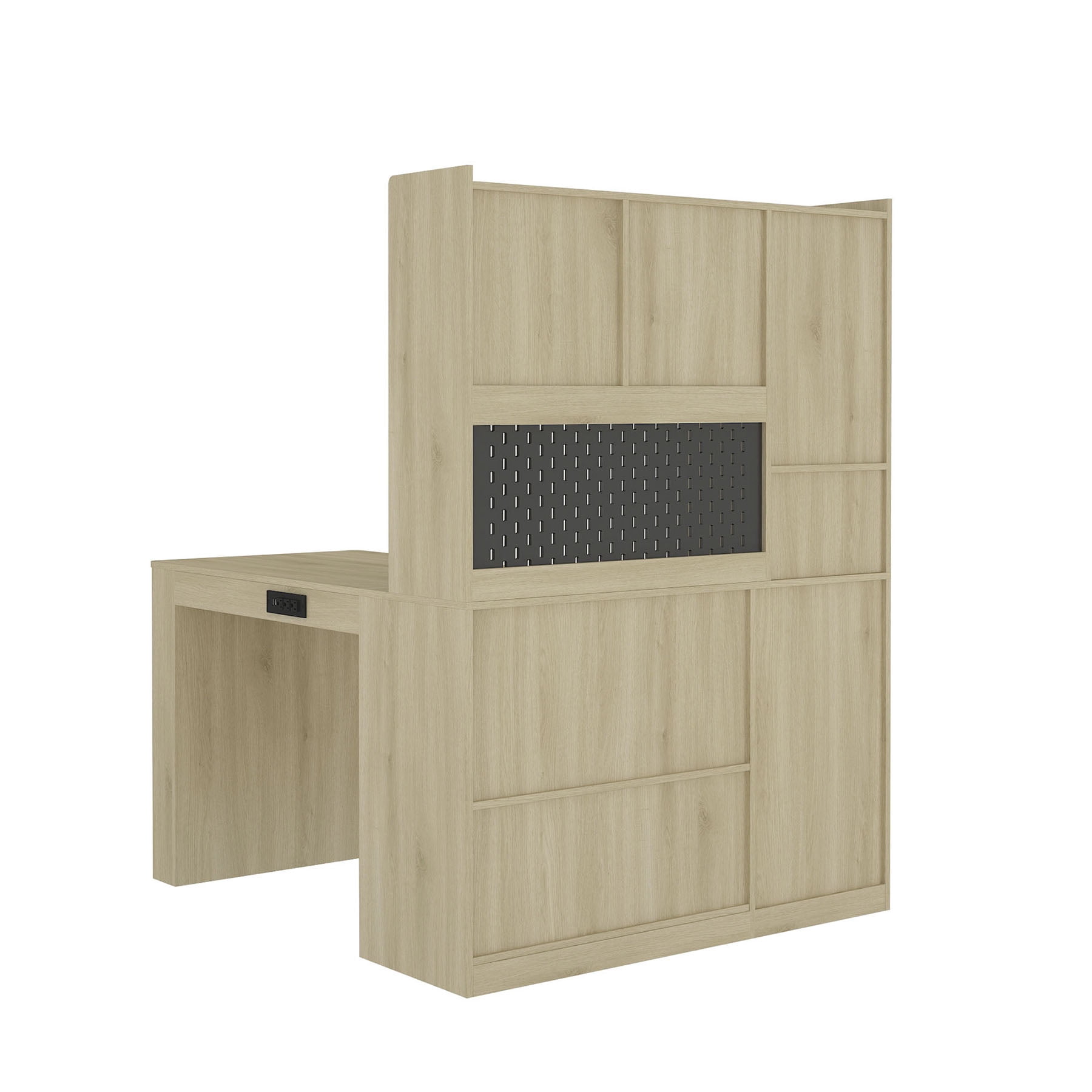 S-HOME L Shaped Desk With Charger And LED Light,  Home Office Desk With Drawers And Bookshelf, Corner Gaming Desk