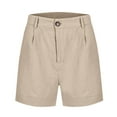 thumbnail image 3 of Hienoo Women's Linen Flat Front Shorts Solid Color Casual Workwear Shorts, Sizes S-XXL, 3 of 4