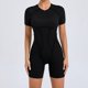 thumbnail image 3 of Body de nailon acolchado 2024 para mujer, conjunto de yoga y fitness con empalme de escote en V descubierto, conjunto de pantalones cortos de una pieza, mono deportivo de ciclismo y gimnasio, 3 of 5