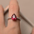 thumbnail image 4 of Lab ruby ring, pear cut red gemstone ring, sterling silver ring, July birthstone, anniversary ring, 4 of 4
