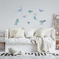 thumbnail image 2 of Dinosaur Collection Silhouette Artwork Vinyl Wall Decal - T-rex, Long Neck, Triceratops, Raptors and Pterodactyl Dinos from Jurassic Park for Kid's Room Wall Decoration 36" x 21", 2 of 5