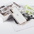 thumbnail image 5 of Compatible with Samsung Galaxy S22 Plus 6.6" 2022 Cute Case Thin for Women Girls,Soft TPU Plating Bumper Love Heart Case Anti-Scratch Shockproof Raised Reinforced Corners Case(Elegant White), 5 of 14
