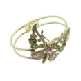 thumbnail image 3 of 1928 Jewelry Classic Peridot Olivine Green & Light Rose Pink Crystal Butterfly Hinge Cuff Bracelet, 3 of 4