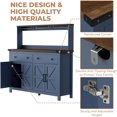 thumbnail image 5 of HAUXITIO Farmhouse Buffet Cabinet with Charging Station,Drawers & Wine Rack,White Storage Sideboard with Barn Doors for Kitchen & Dining Room,Blue, 5 of 8