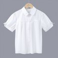 thumbnail image 5 of TOWED22 Girls Short Sleeve Button Down Shirts Kids School Uniform Dress Shirt Summer Blouse(Beige,11-12 Y), 5 of 5