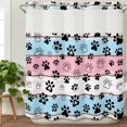 thumbnail image 3 of Pink Blue Paw Print No Hook Shower Curtain Waterproof, Bathroom Curtains with Snap in Liners and See Through Top Window, Vintage Farmhouse Wooden Grain Hotel Style Bathtub Curtains Shower 72"Wx78"L, 3 of 8