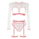 thumbnail image 4 of Gibobby Conjunto de lencería de encaje Lencería de dos piezas para mujer, sexy con encaje floral, escote en V profundo, brasier inalámbrico y tanga exótico(Blanco, M), 4 of 5