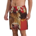thumbnail image 2 of Balery White And Red Daisy Cow Traje de Baño Estilo Hawaiano para Hombre, Shorts de Secado Rápido con Bolsillos-Medium, 2 of 6