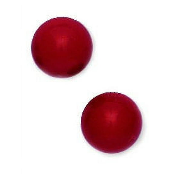 14k Yellow Gold Red 8mm Round Simulated Coral Earrings