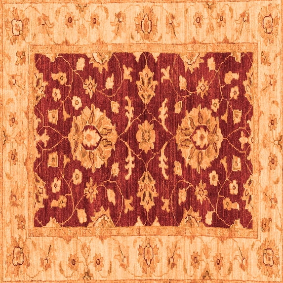 Ahgly Company Indoor Square Oriental Orange Traditional Area Rugs, 7' Square