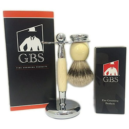 Men's Shaving Set -Comes with Gift Box- GBS 100% Silvertip Badger Brush and Wide