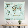 thumbnail image 2 of Xecao World Travel Map patten Tapestry 60x51 Inches Wall Hanging Poster Tapestry for Living Room Bedroom Home Decor, 2 of 6
