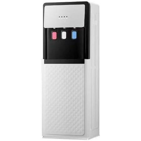 Bottom Loading Water Cooler Dispenser, Hot & Cold Water Cooler Dispenser, Holds 3 or 5 Gallon Bottle, with Storage Cabinet and Child Safety Lock for Home, Office Use (220V, White)